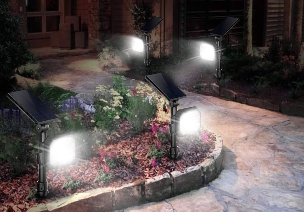 Lepord 2 Sets 9 LED Solar Spotlights Outdoor Solar Lights Waterproof Color Spot Lights for Garden Landscape Spotlights Dark Sensing Auto On/Off Solar Up Lights for Yard Patio Lawn